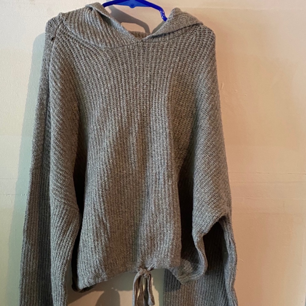 Gray sweater with hood